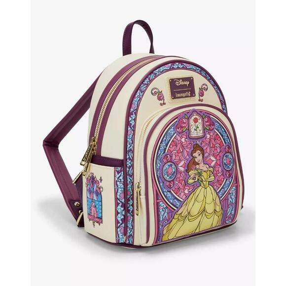Loungefly Disney Beauty and the Beast Belle Stained Glass Portrait Backpack NWT - Picture 2 of 6